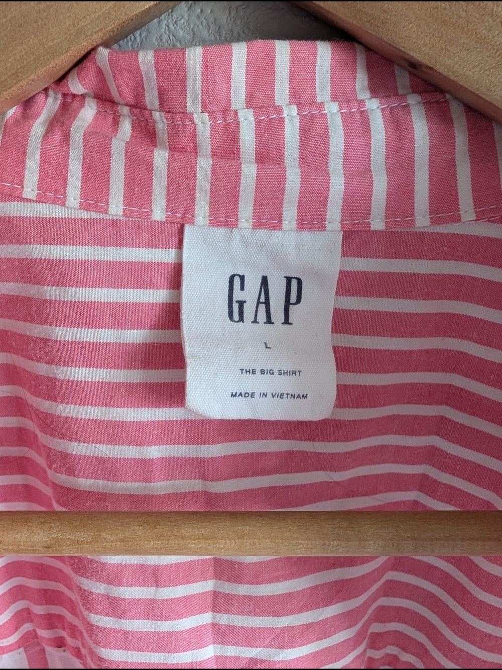 GAP "The Big Shirt" Pink Contrast Striped Shirt - Picture 2 of 3